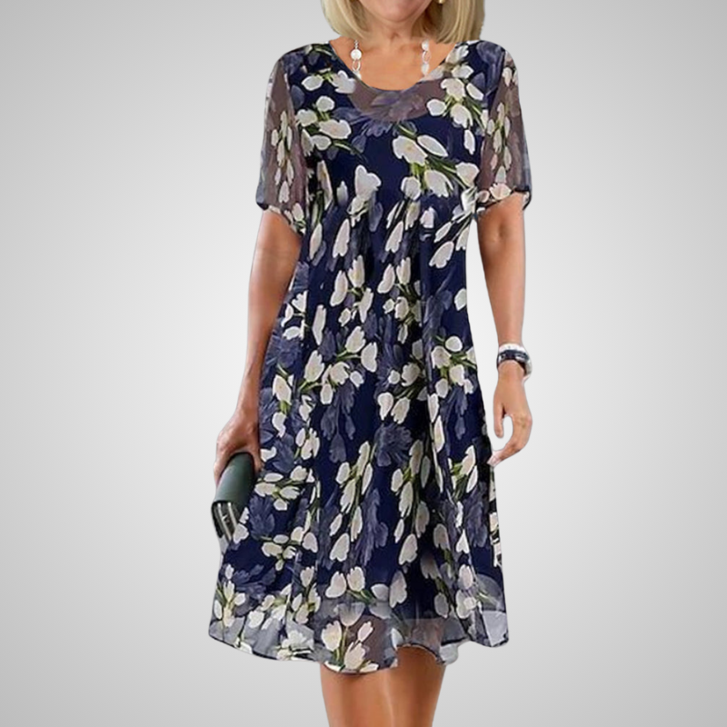 Anastasia™ | Elegantní Dvojité Tunikové Šaty s Květinovým Potiskem