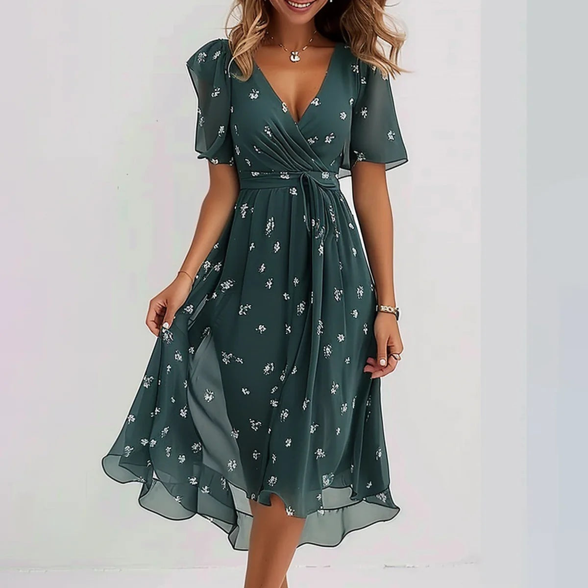 Lina™ | Stylové Šaty s Krátkým Rukávem
