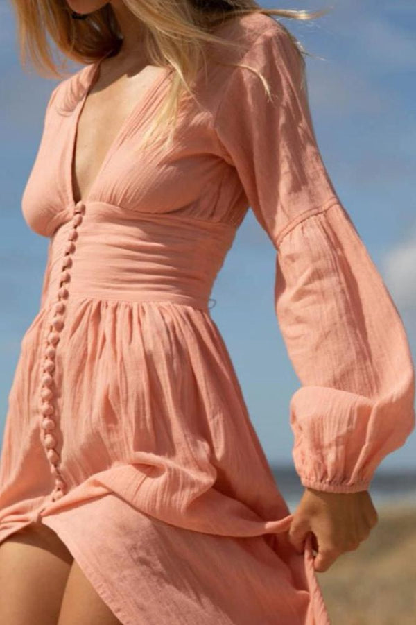 Šaty Gail V-neck Plisse Maxi Mlékařka
