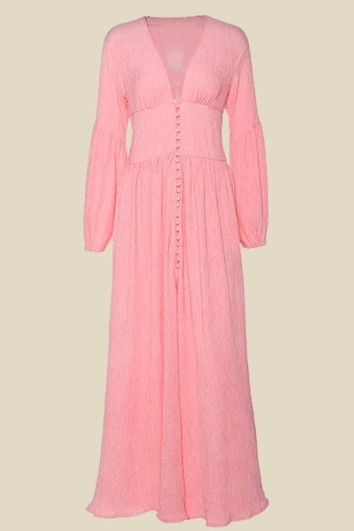 Šaty Gail V-neck Plisse Maxi Mlékařka