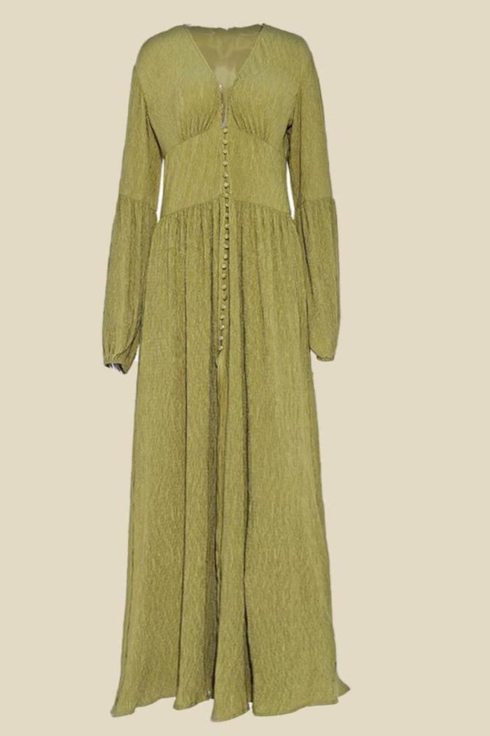 Šaty Gail V-neck Plisse Maxi Mlékařka