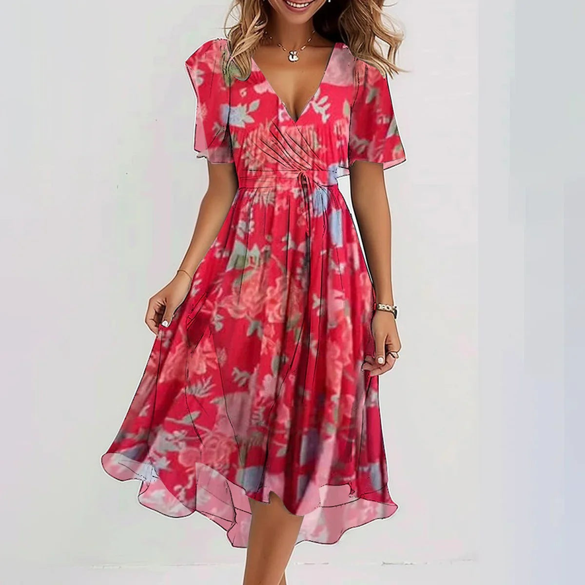 Lina™ | Stylové Šaty s Krátkým Rukávem